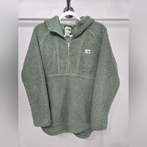 The North Face Women's Ridge Fleece Green Quarter Zip Pullover Sweatshirt SMALL